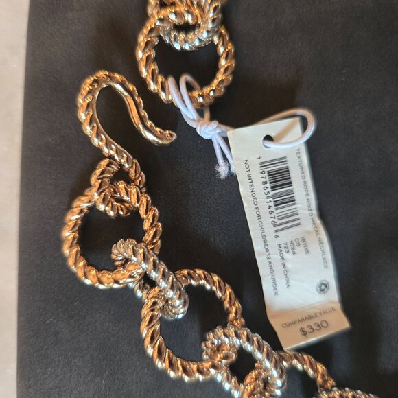 Tory Burch Gold and Silver Textured Rope Necklace - Picture 10 of 14
